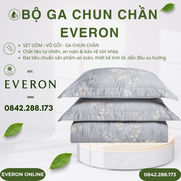 Bộ ga chun chần Everon EPTC26017 Chạng Vạng Tencel Blend BST Đơm Hoa