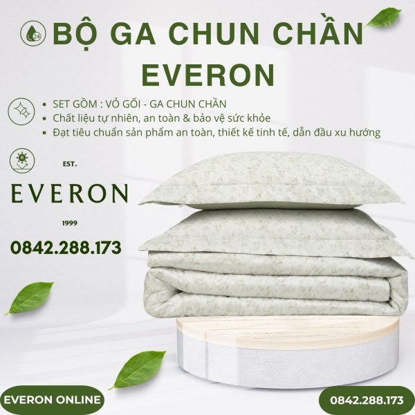 Bộ ga chun chần Everon EPTC27021 Herb Tencel Blend BST những mảnh êm