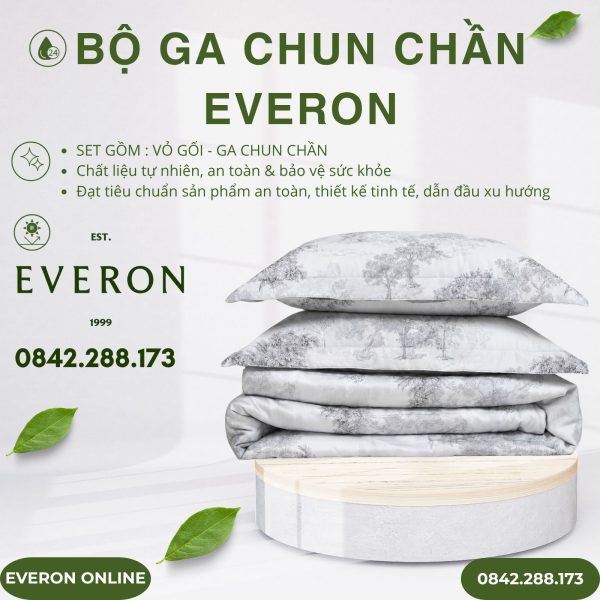 Bộ ga chun chần Everon EPTC27023 Toile De Jouy Tencel Blend BST Những mảnh êm