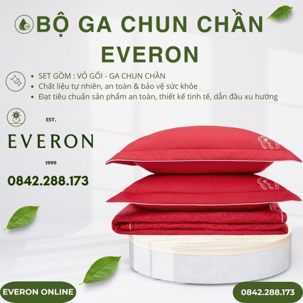 Bộ ga chun chần Everon ESM25019 Yêu Nồng Nhiệt Modal Cotton BST Khu Vườn Tinh Hoa