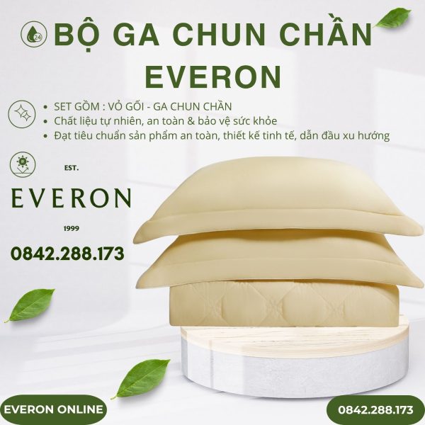 Bộ ga chun chần Everon ESM26002 Vườn nắng Modal BST Đơm Hoa