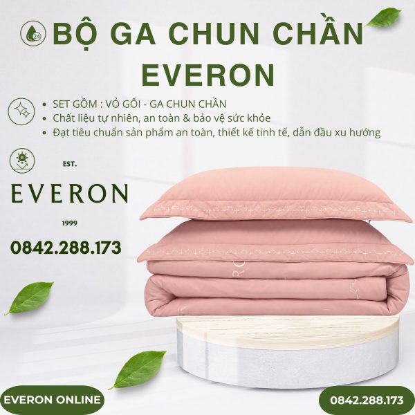 Bộ ga chun chần Everon ESMOC27008 Blush Modal Cotton BST Những mảnh êm