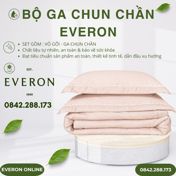 Bộ ga chun chần Everon ESTC27001 Ginkgo Tencel Blend BST Những mảnh êm