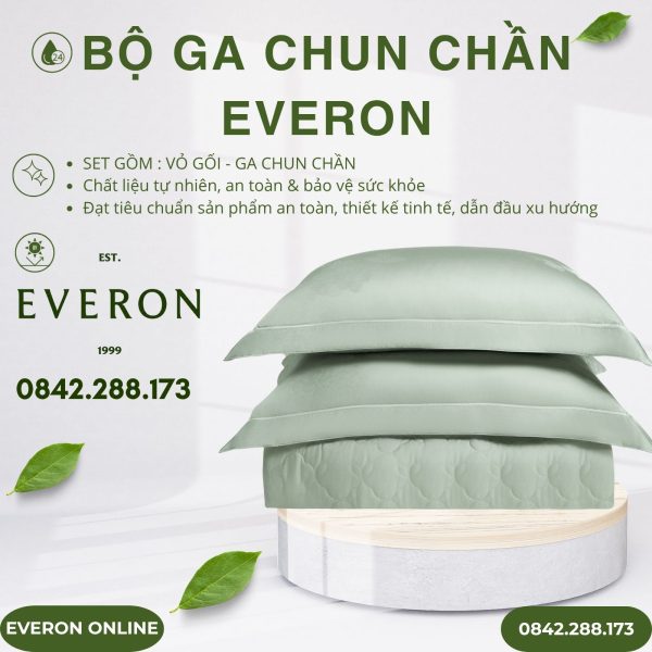 Bộ ga chun chần Everon ESTJ26009 Hồng Tỉ Muội Tencel Jacquard BST Đơm Hoa