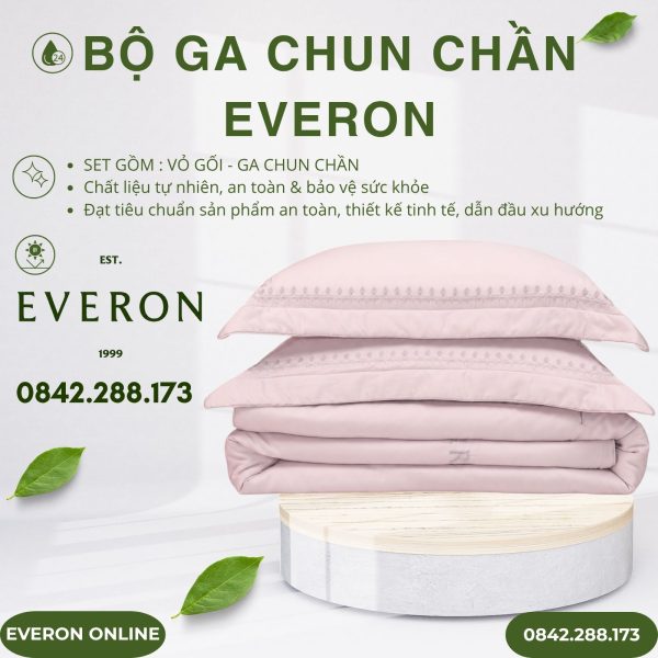 Bộ ga chun chần Everon ESTMC27003 Broderie Modal Cotton BST Những mảnh êm