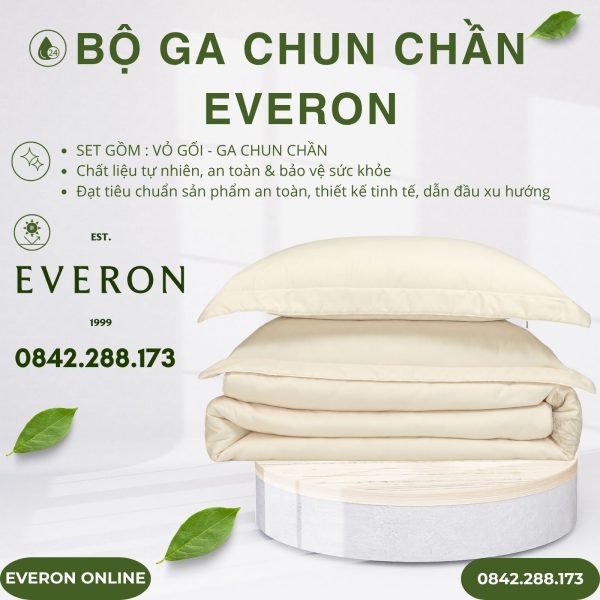 Bộ ga chun chần Everon ESTMC27011 Foliage Modal Cotton BST Những mảnh êm