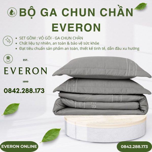 Bộ ga chun chần Everon ESTMC27012 Pinnate Tencel Modal Cotton BST Những mảnh êm