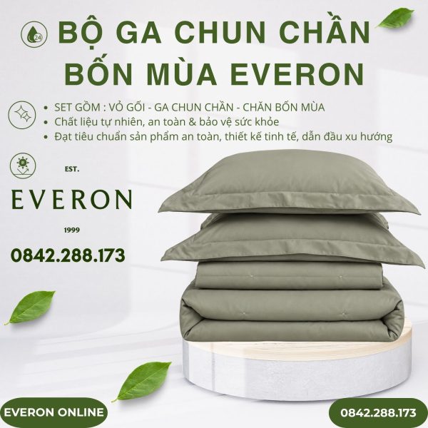 Bộ ga chun chần bốn mùa Everon BSL714 Sage Lyocell Twill BST Basic