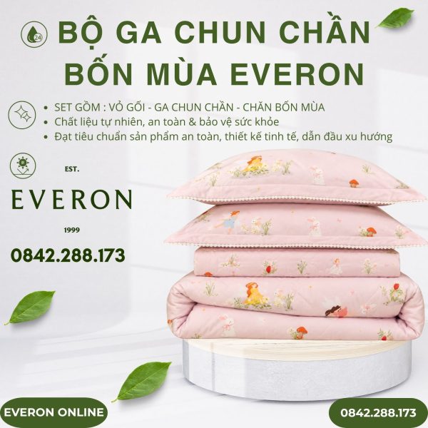 Bộ ga chun chần bốn mùa Everon CPC27201 Elf Cotton Sateen BST Cutie