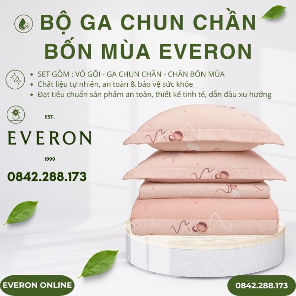 Bộ ga chun chần bốn mùa Everon CPM25203 Vũ Điệu Dịu Dàng