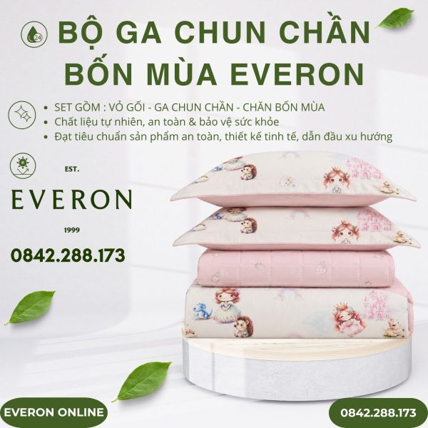 Bộ ga chun chần bốn mùa Everon CPM25205 Công Chúa Điệu