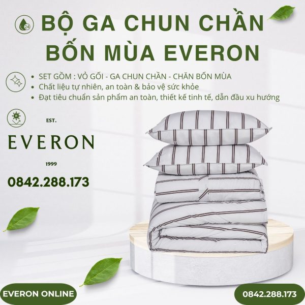 Bộ ga chun chần bốn mùa Everon EPC25035 Đường Song Song