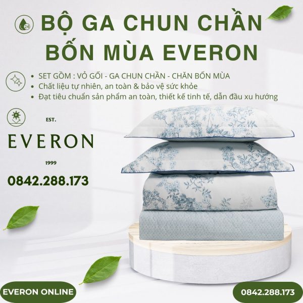 Bộ ga chun chần bốn mùa Everon EPC26012 Vườn Cổ Điển
