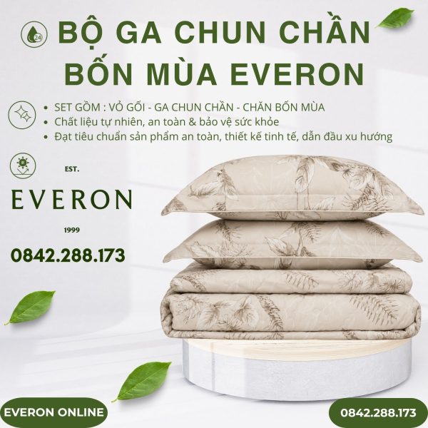 Bộ ga chun chần bốn mùa Everon EPM25028 Đích Đến Hạnh Phúc