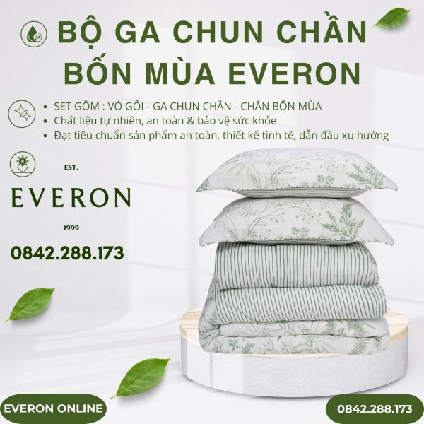 Bộ ga chun chần bốn mùa Everon EPM25032 Hương Cây Cỏ BST Ever-on