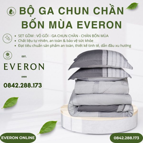 Bộ ga chun chần bốn mùa Everon EPM25039 Kẻ Giao Thoa Modal Cotton BST Ever-on