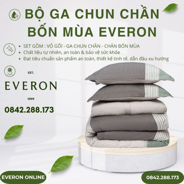 Bộ ga chun chần bốn mùa Everon EPM25043 Dải Màu Mạnh Mẽ