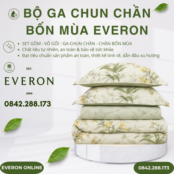 Bộ ga chun chần bốn mùa Everon EPMOC27025 Lilies
