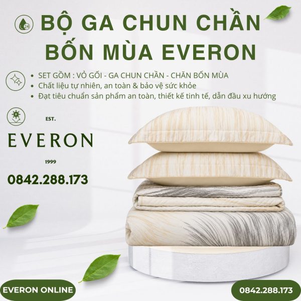 Bộ ga chun chần bốn mùa Everon EPT25029 Hồ Sâu Sắc