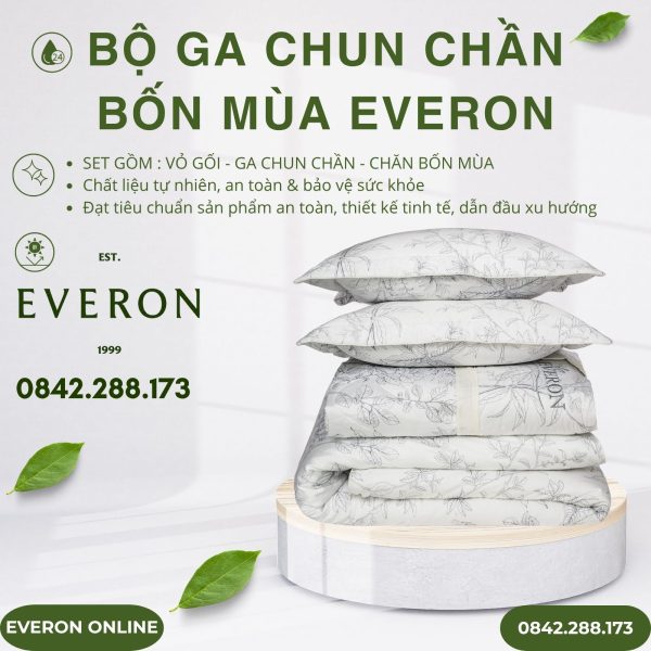 Bộ ga chun chần bốn mùa Everon EPTC25036 Vườn Tươi Tốt