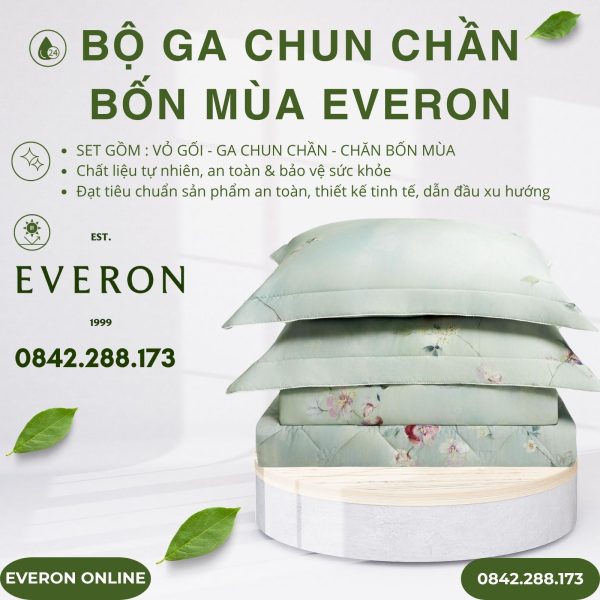 Bộ ga chun chần bốn mùa Everon EPTC26011 Thu thiên thanh