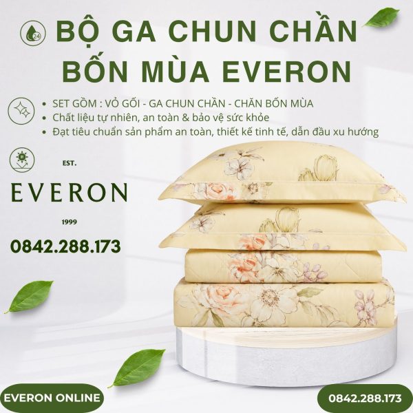Bộ ga chun chần bốn mùa Everon EPTC26018 Muôn hoa vàng Tencel Blend