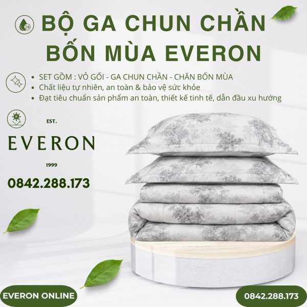 Bộ ga chun chần bốn mùa Everon EPTC27023 Toile De Jouy