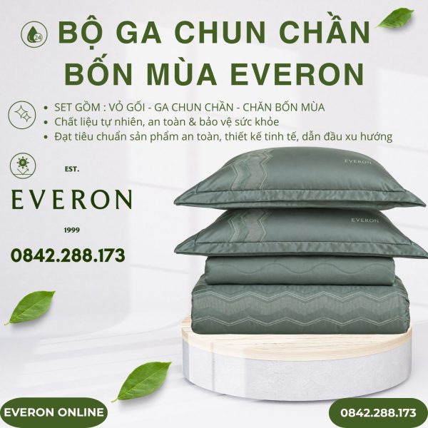 Bộ ga chun chần bốn mùa Everon ESB26010 Gợn sóng biếc