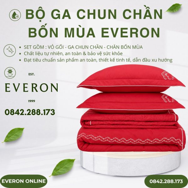 Bộ ga chun chần bốn mùa Everon ESM25019 Yêu Nồng Nhiệt Modal Cotton (1)