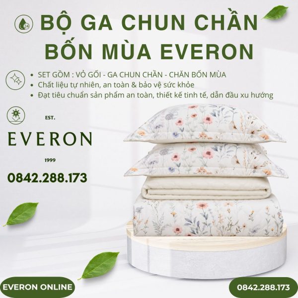 Bộ ga chun chần bốn mùa Everon ESM25019 Yêu Nồng Nhiệt Modal Cotton