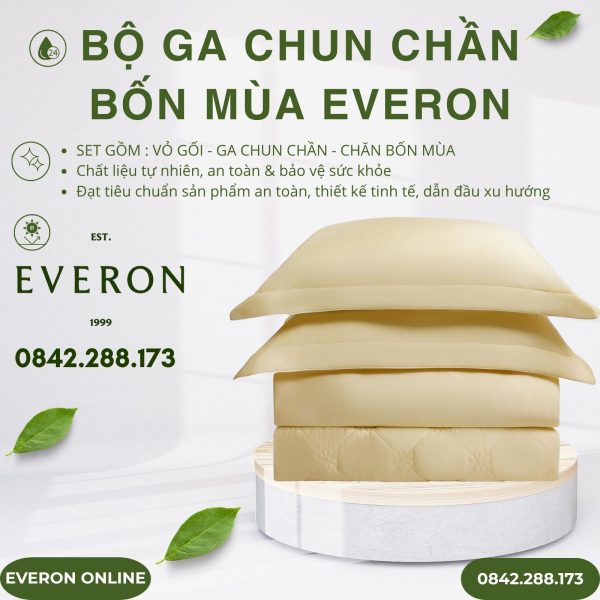 Bộ ga chun chần bốn mùa Everon ESM26002 Vườn nắng