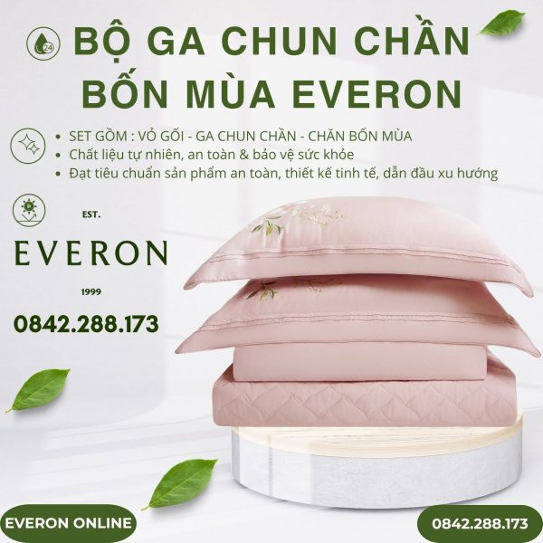 Bộ ga chun chần bốn mùa Everon ESM26004 Đồng ca hoa cỏ
