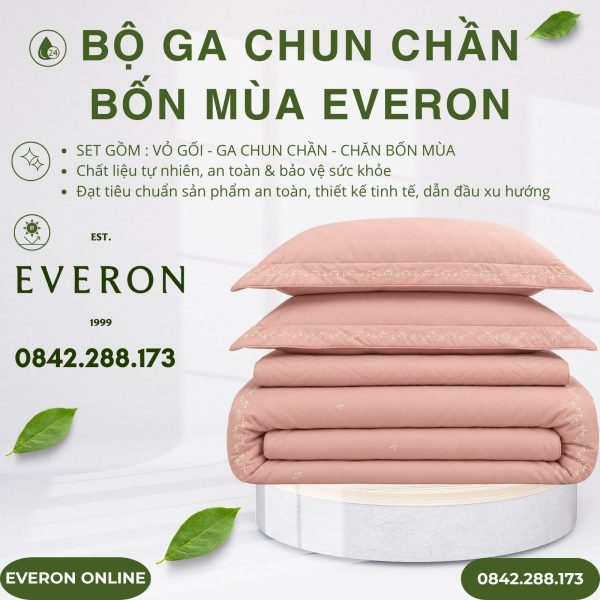 Bộ ga chun chần bốn mùa Everon ESMOC27008 Blush Modal Cotton