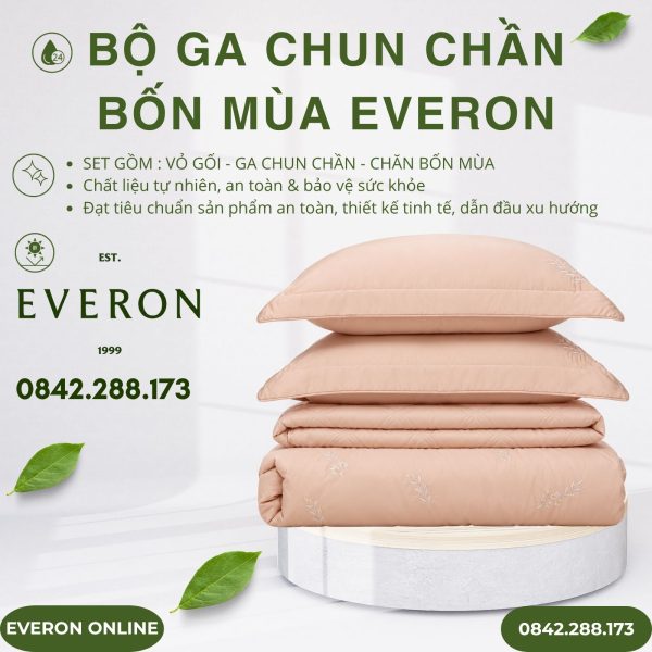Bộ ga chun chần bốn mùa Everon EST25022 Khóm Hoa Rung Động