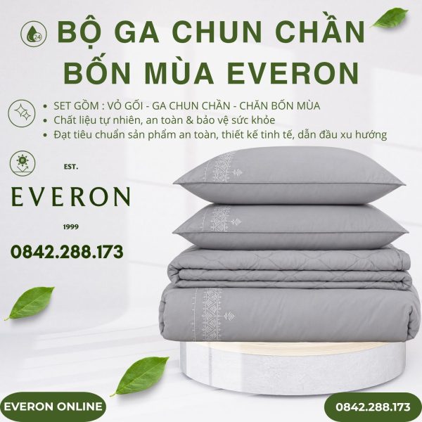 Bộ ga chun chần bốn mùa Everon EST25024 Nét Kiên Định
