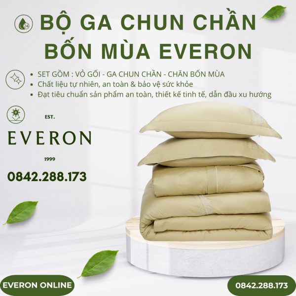 Bộ ga chun chần bốn mùa Everon EST25040 Cánh Hoa Vàng