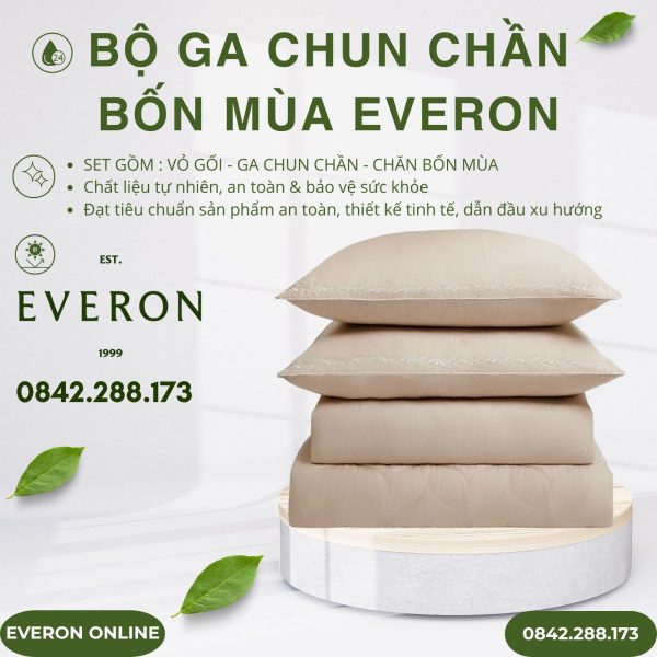 Bộ ga chun chần bốn mùa Everon ESTJ26008 Herringbone Tencel Jacquard BST Đơm Hoa