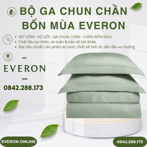 Bộ ga chun chần bốn mùa Everon ESTJ26009 Hồng tỉ muội Tencel Jacquard