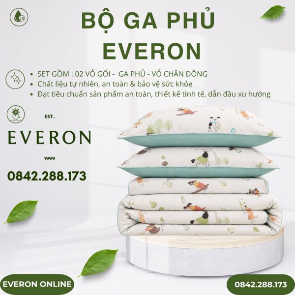 Bộ ga phủ Everon CPC25201 cún thân thiện Cotton BST Cutie