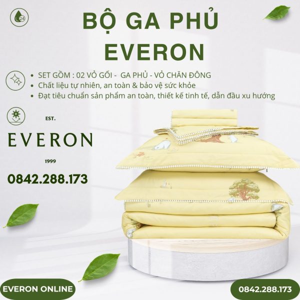 Bộ ga phủ Everon CPC27203 Rabbit & Bear Cotton Sateen BST Cutie