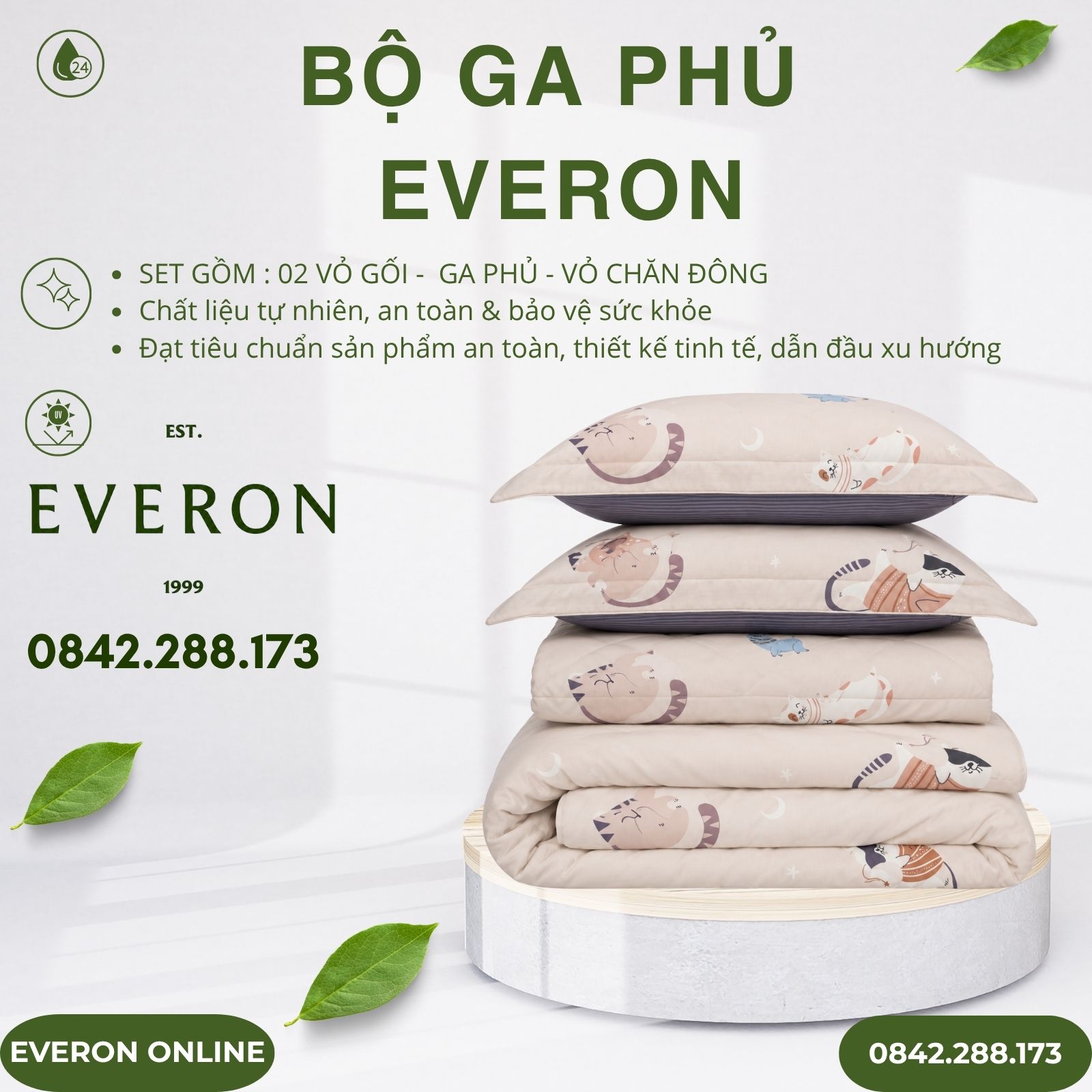 Bộ ga phủ Everon CPM25202 mèo vui vẻ Modal Cotton BST Cutie Bộ ga phủ Everon CPM25202 mèo vui vẻ Modal Cotton BST Cutie