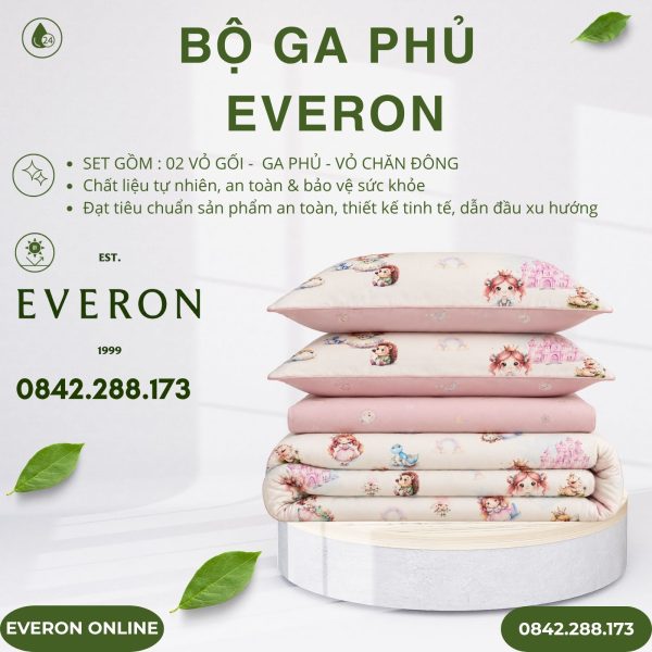 Bộ ga phủ Everon CPM25205 công chúa điệu Modal Cotton BST Cutie