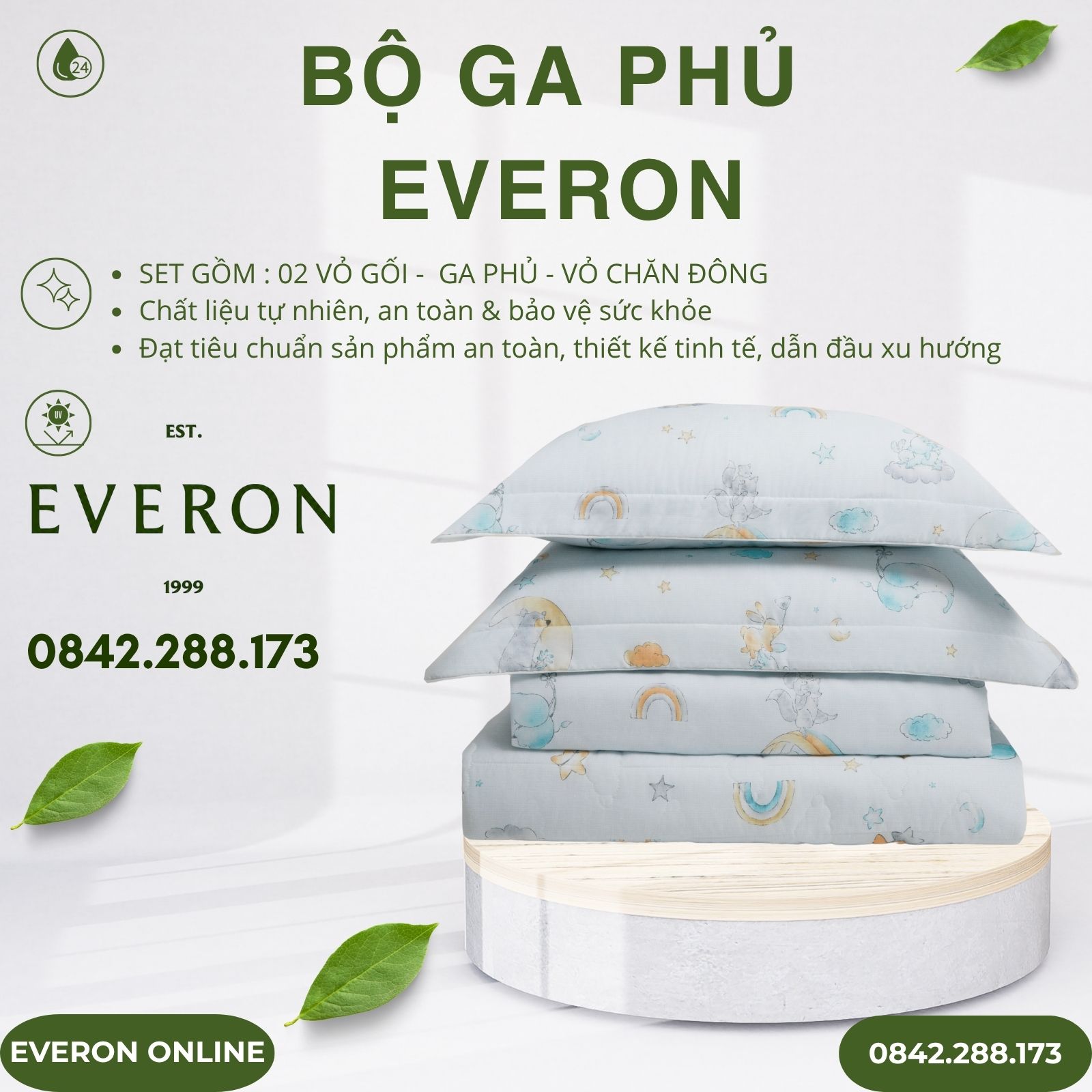 Bộ ga phủ Everon CPT26201 vườn thú trên mây Tencel BST Cutie Bộ ga phủ Everon CPT26201 vườn thú trên mây Tencel BST Cutie