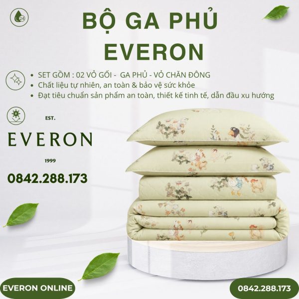 Bộ ga phủ Everon CPT26202 khu rừng cổ tích Tencel BST Cutie