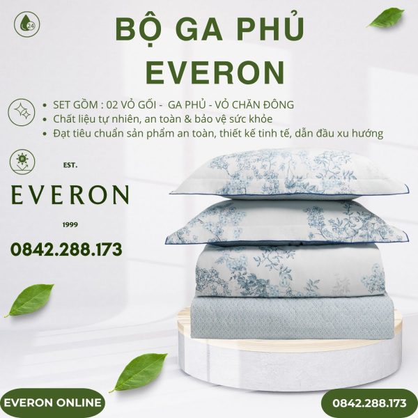 Bộ ga phủ Everon EPC26012 Vườn cổ điển Cotton BST Đơm hoa