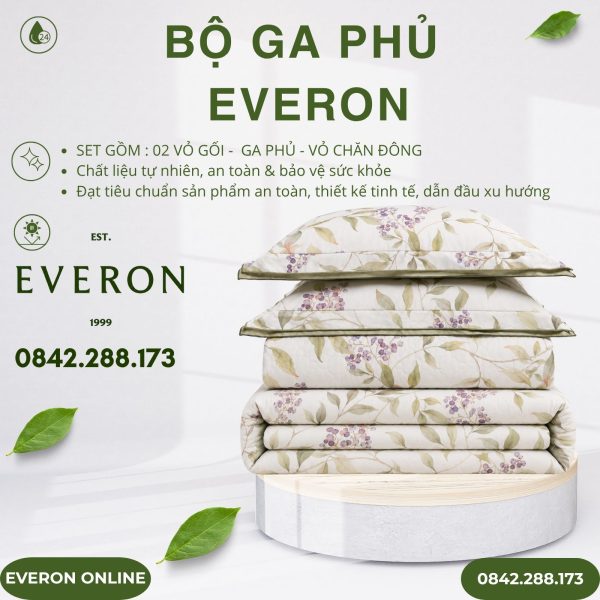 Bộ ga phủ Everon EPC26013 mùa quả dại Cotton BST Đơm hoa