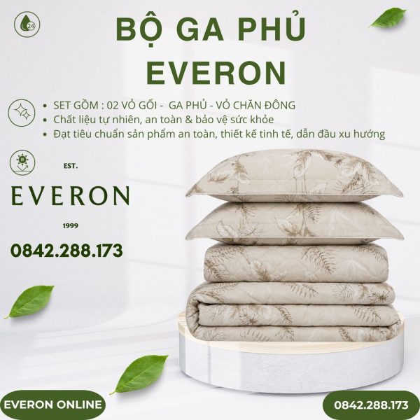 Bộ ga phủ Everon EPM25028 đích đến hạnh phúc Modal Cotton BST Khu vườn tinh hoa