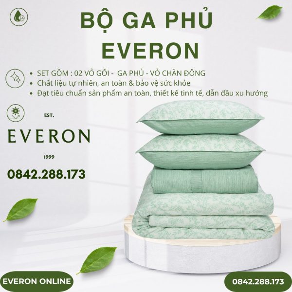 Bộ ga phủ Everon EPM25032 hương cây cỏ Modal Cotton BST Ever-on