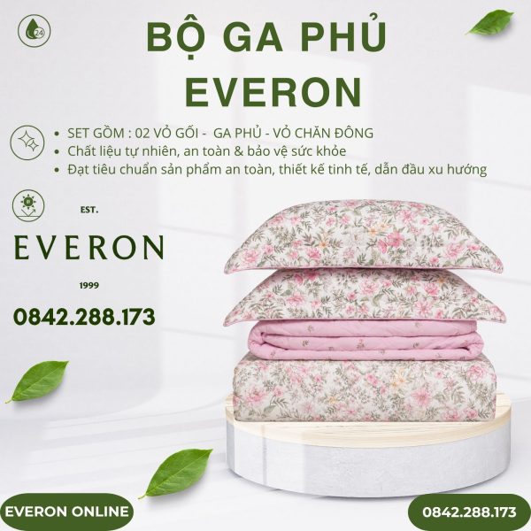 Bộ ga phủ Everon EPM2509 vũ điệu hoa Modal Cotton BST Chân Trời Mới