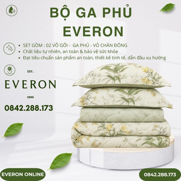 Bộ ga phủ Everon EPMOC27025 Lilies Modal Cotton BST Những mảnh êm